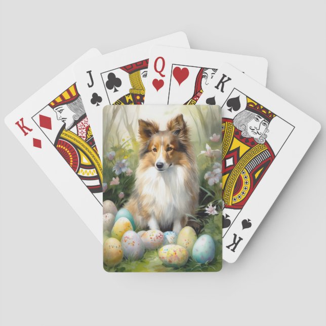 Shetland Sheepdog med påskägg Semester Casinokort (Baksidan)