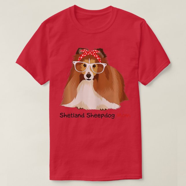 Shetland Sheepdog Mom Bandana Womens Sheltie Dog  T Shirt (Design framsida)