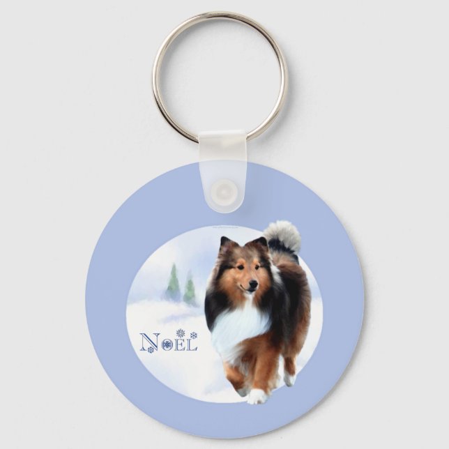 Shetland Sheepdog Noel Keychain Nyckelring (Framsida)