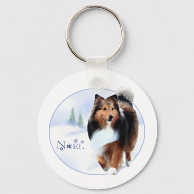 Shetland Sheepdog Noel Keychain Nyckelring (Framsida)