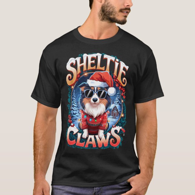 Shetland Sheepdog Owner Costume Sheltie Claws Chri T Shirt (Framsida)