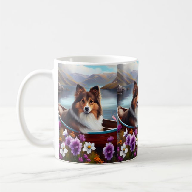 Shetland Sheepdog på en Paddle: En grekisk Äventyr Kaffemugg (Vänster)