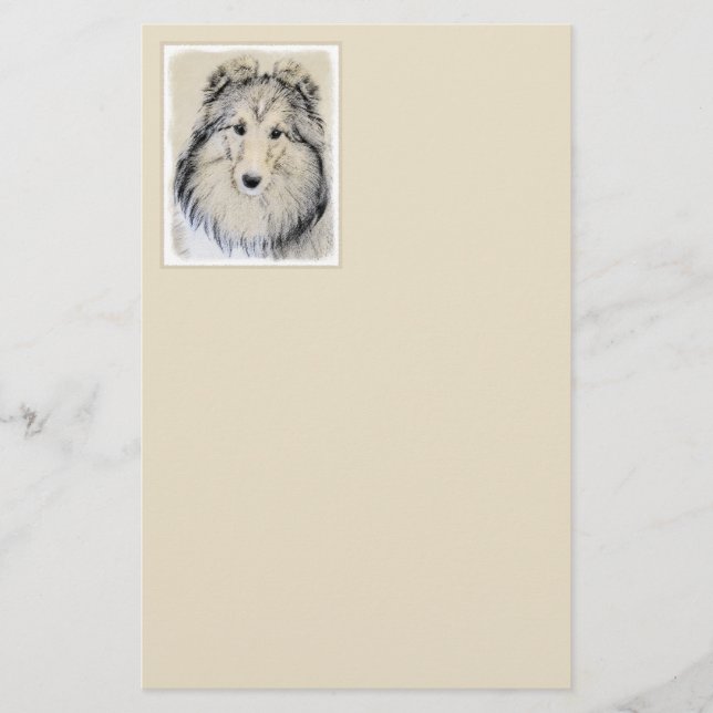 Shetland Sheepdog Painting - Cute Original Hund Ar Brevpapper (Framsida)
