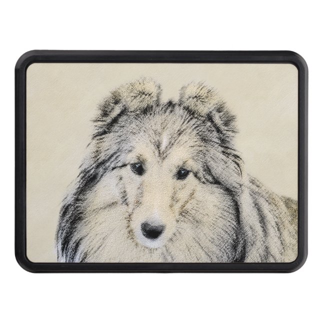 Shetland Sheepdog Painting - Cute Original Hund Ar Dragkroksskydd (Framsidan)