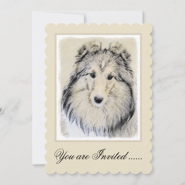 Shetland Sheepdog Painting - Cute Original Hund Ar Inbjudningar (Framsida)