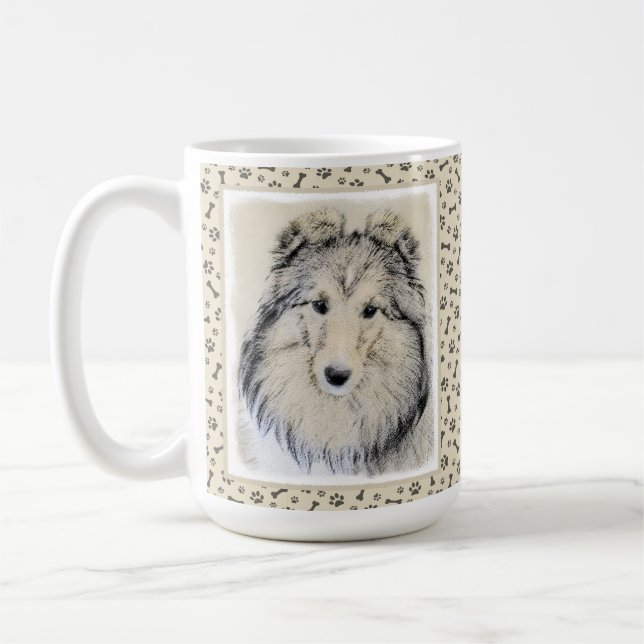 Shetland Sheepdog Painting - Cute Original Hund Ar Kaffemugg (Vänster)