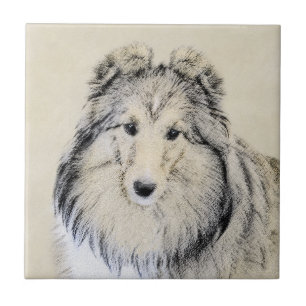 Shetland Sheepdog Painting - Cute Original Hund Ar Kakelplatta