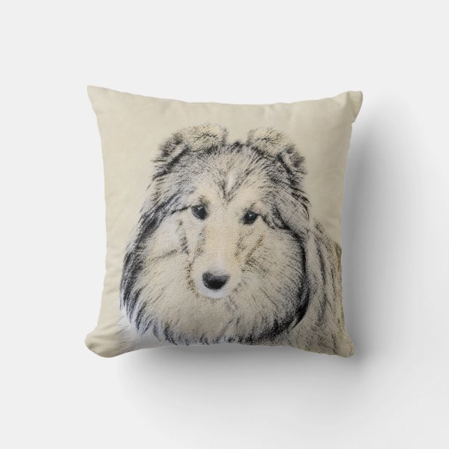 Shetland Sheepdog Painting - Cute Original Hund Ar Kudde (Framsida)
