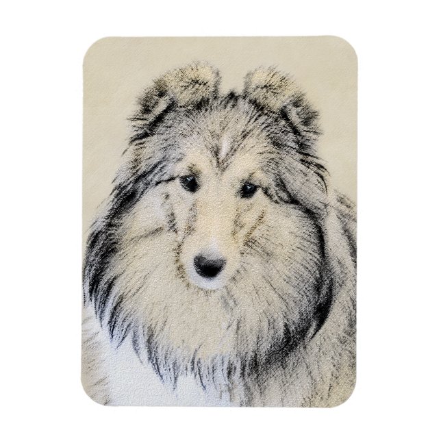 Shetland Sheepdog Painting - Cute Original Hund Ar Magnet (Vertikal)