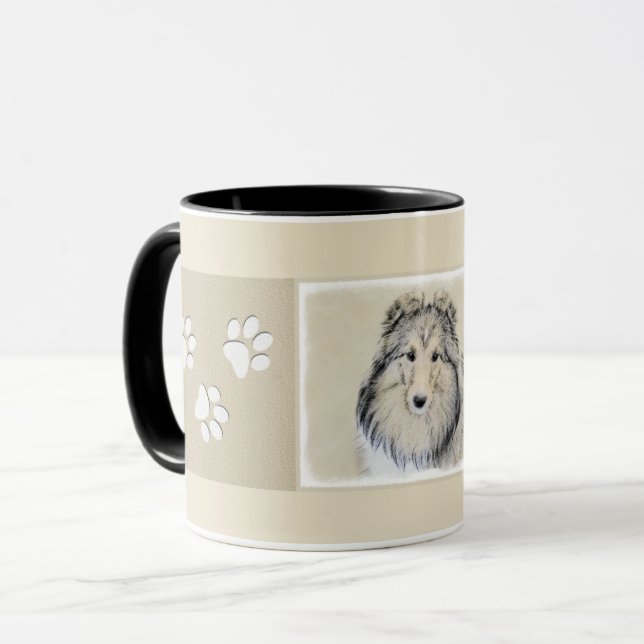 Shetland Sheepdog Painting - Cute Original Hund Ar Mugg (Framsida vänster)