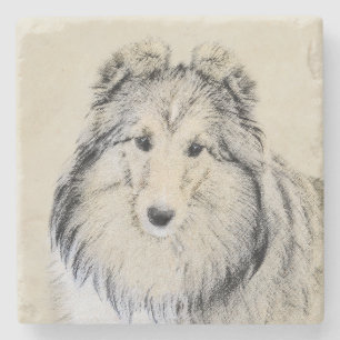 Shetland Sheepdog Painting - Cute Original Hund Ar Stenunderlägg