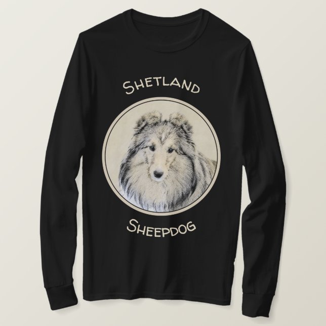 Shetland Sheepdog Painting - Cute Original Hund Ar T Shirt (Design framsida)