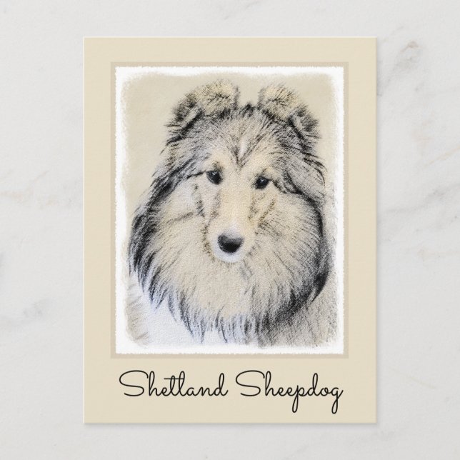 Shetland Sheepdog Painting - Cute Original Hund Ar Vykort (Framsida)
