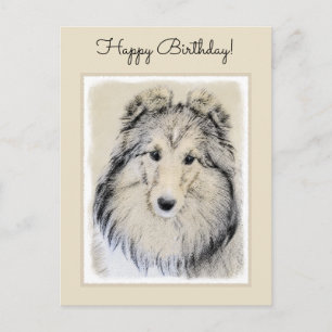Shetland Sheepdog Painting - Cute Original Hund Ar Vykort