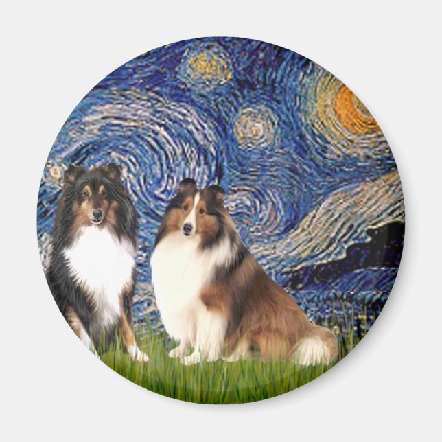 Shetland Sheepdog Pair - Starry Natt Magnet (Framsidan)