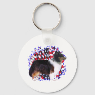 Shetland Sheepdog Patriot Nyckelring