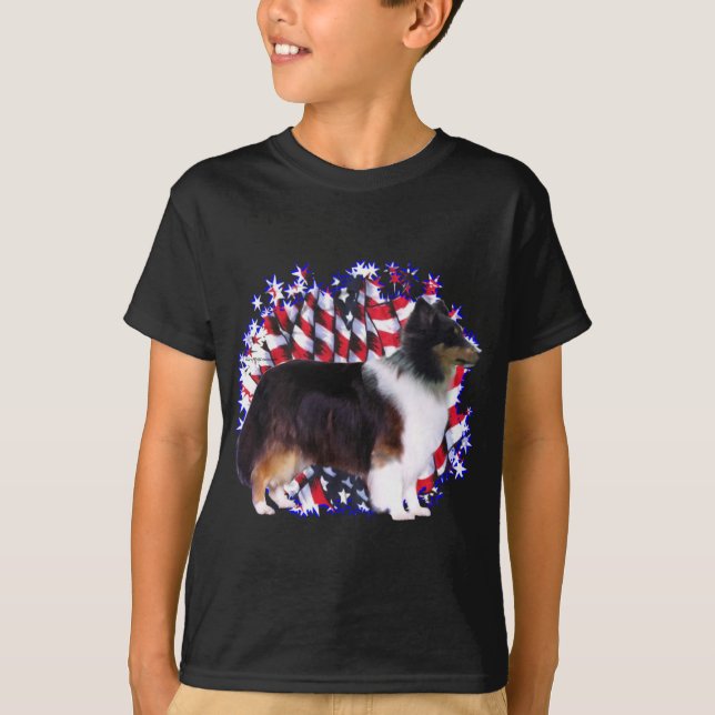 Shetland Sheepdog Patriot Tee (Framsida)