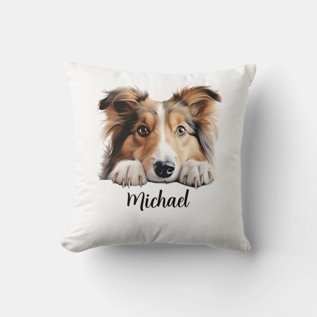 Shetland Sheepdog Peeking Hundar Subliceringspaket Kudde (Framsida)