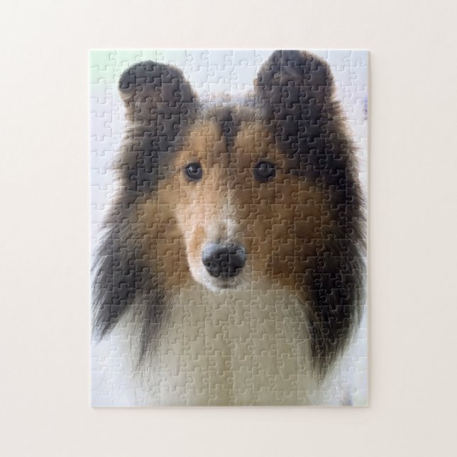 Shetland Sheepdog Photo Jigszle Puzzle Pussel (Vertikal)