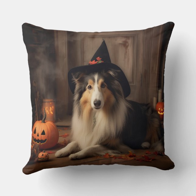 Shetland Sheepdog Pumpkins Halloween Scary Kudde (Baksida)