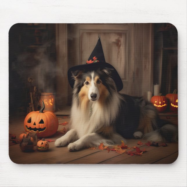 Shetland Sheepdog Pumpkins Halloween Scary Musmatta (Framsidan)