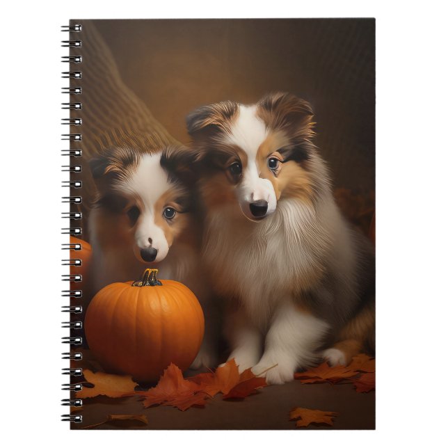 Shetland Sheepdog Puppy Autumn Delight Pumpkin Anteckningsbok (Framsidan)