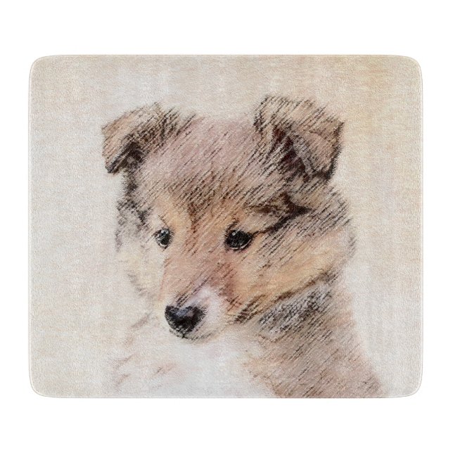 Shetland Sheepdog Puppy Painting Original Hund Art (Framsidan)