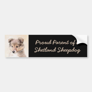 Shetland Sheepdog Puppy Painting Original Hund Art Bildekal