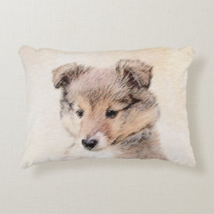 Shetland Sheepdog Puppy Painting Original Hund Art Prydnadskudde