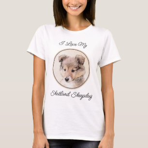 Shetland Sheepdog Puppy Painting Original Hund Art T Shirt