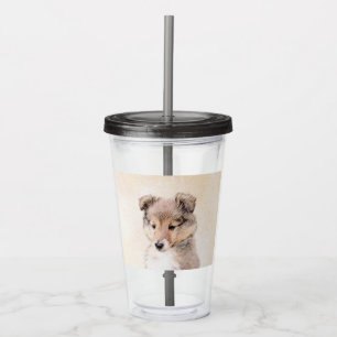 Shetland Sheepdog Puppy Painting Original Hund Art Take Away Mugg