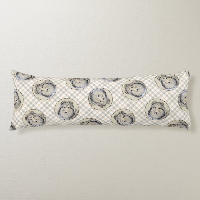 Shetland Sheepdog Puppy Painting Sheltie Hund Art Kroppskudde (Framsidan)