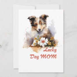 Shetland Sheepdog Puppy Pet Watercolor Flower Inbjudningar