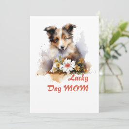 Shetland Sheepdog Puppy Pet Watercolor Flower Inbjudningar