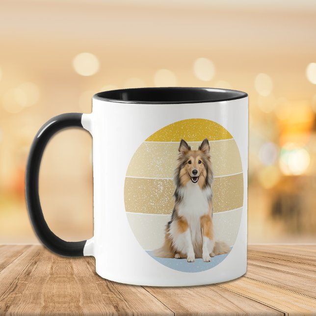 Shetland Sheepdog Retro Sunset Mugg (Skapare uppladdad)
