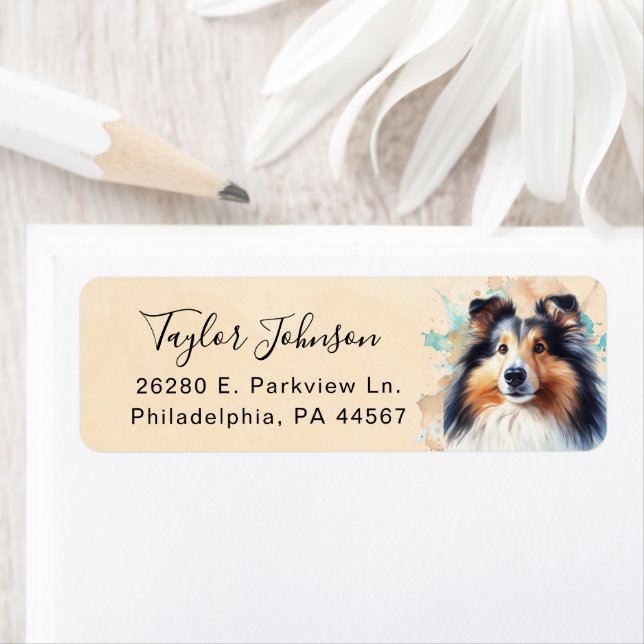 Shetland Sheepdog Return Address Label Returadress Etikett (Insitu)