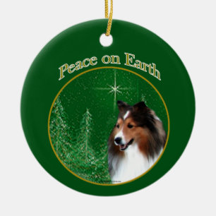 Shetland Sheepdog (sabel) Fred Julgransprydnad Keramik