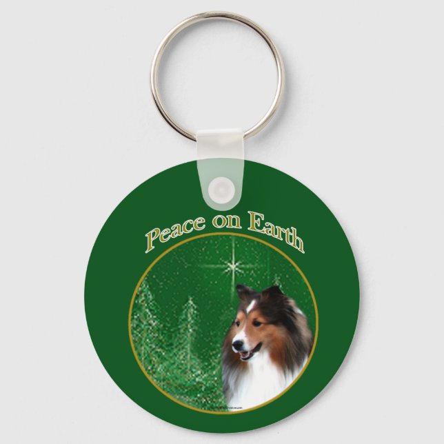 Shetland Sheepdog (sable) Peace Nyckelring (Framsida)