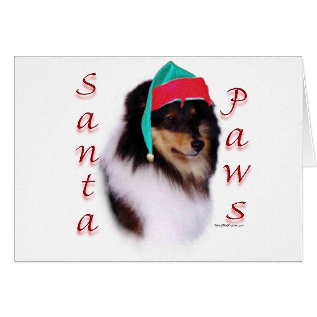Shetland Sheepdog Santa Tassar Hälsningskort (Framsidan Horizontal)