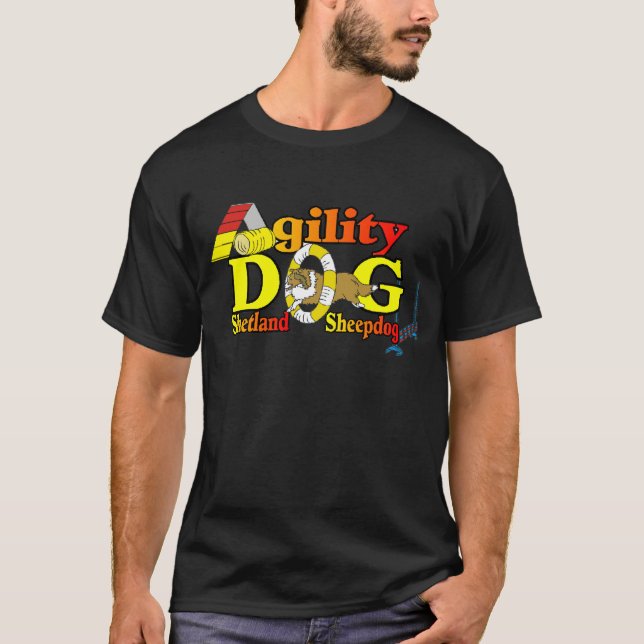 Shetland Sheepdog Sheltie Agilitet Tee Shirt (Framsida)