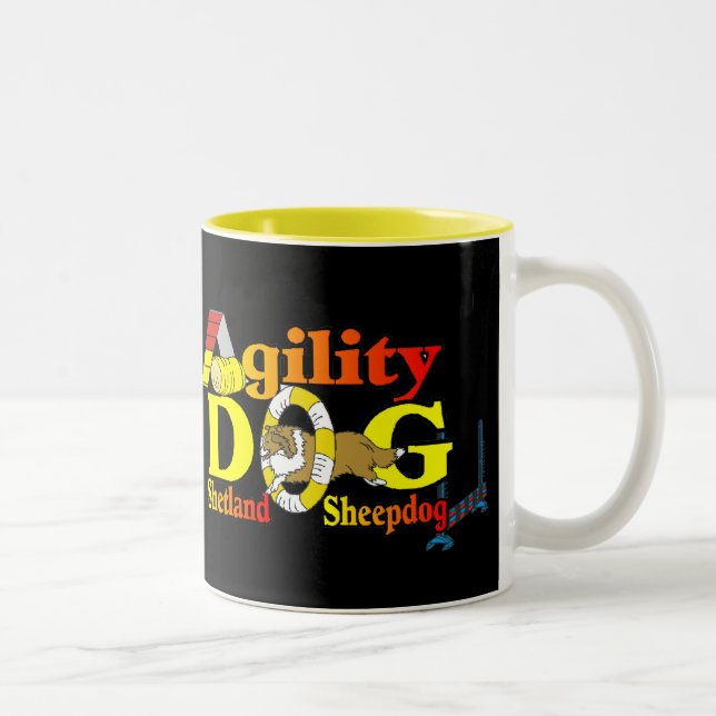 Shetland Sheepdog Sheltie Agilitet Två-Tonad Mugg (Höger)