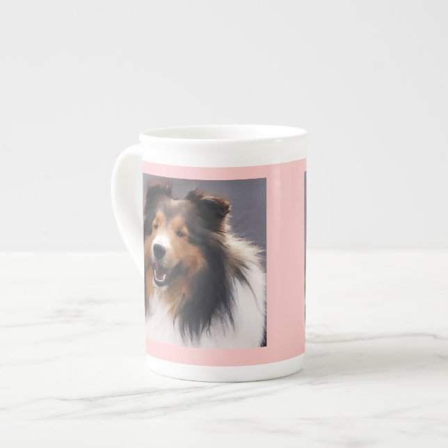 Shetland Sheepdog Sheltie Art Gifts Benporslin Mugg (Framsida vänster)