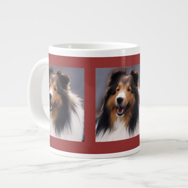 Shetland Sheepdog Sheltie Art Gifts Jumbo Mugg (Framsida vänster)