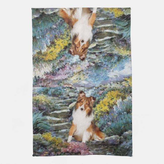Shetland Sheepdog Sheltie Art Gifts Kökshandduk (Vertikal)
