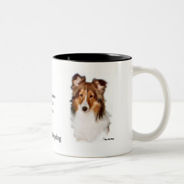 Shetland Sheepdog Sheltie Art Gifts Två-Tonad Mugg (Höger)