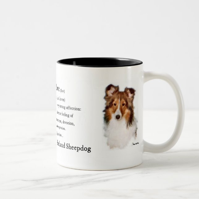 Shetland Sheepdog Sheltie Art Gifts Två-Tonad Mugg (Höger)