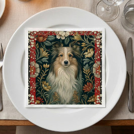 Shetland Sheepdog Sheltie Cottagecore Vintage Pappersservett