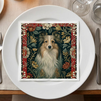 Shetland Sheepdog Sheltie Cottagecore Vintage Pappersservett