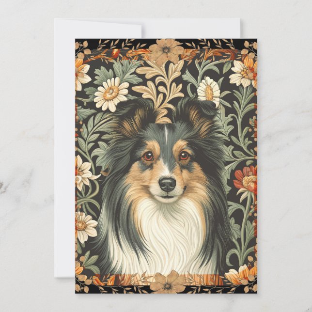 Shetland Sheepdog Sheltie Garden Tapestry Invites Tack Kort (Framsida)