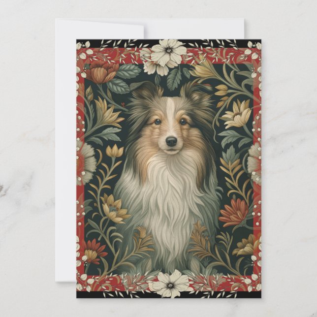 Shetland Sheepdog Sheltie Garden Tapestry Invites Tack Kort (Framsida)